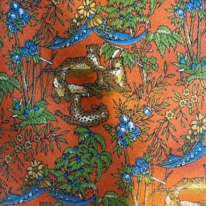 Salvatore Ferragamo Leopard Vintage Men's Orange Silk Print Tie – Made in Italy